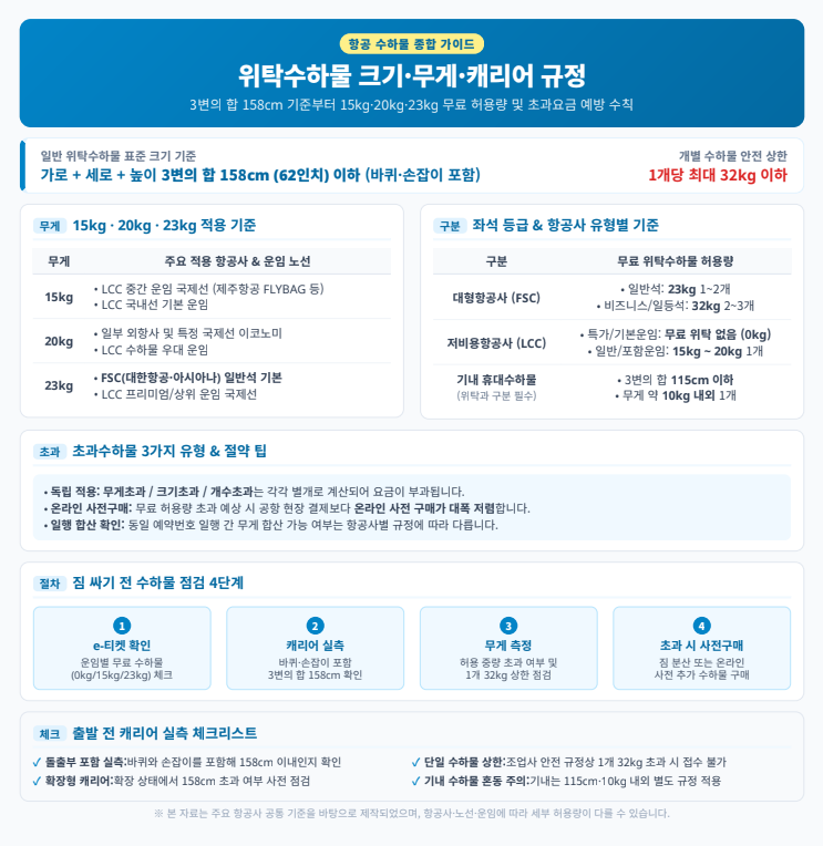 항공사별 위탁수하물 규정
