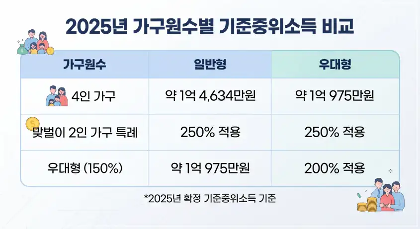 가구원수별 기준중위소득